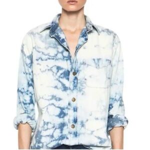Current Elliott Blue and White Tie-Dye Button-Up Shirt